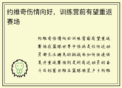 约维奇伤情向好，训练营前有望重返赛场